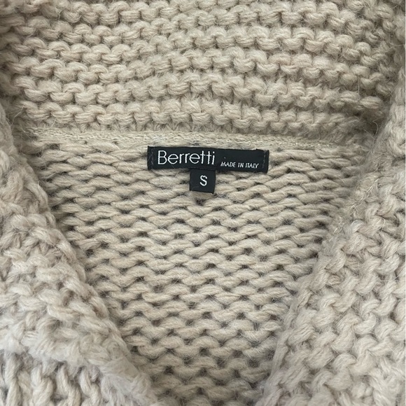 Berretti Knit Cardigan Sweater Italian Wool Mohair Beige Size Small - Picture 9 of 12